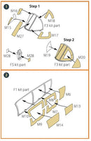 Clear Prop OV-10 Bronco paint mask A48011 detail view showing pre-cut masking film patterns for accurate canopy framing on 1/48 scale ICM kit
