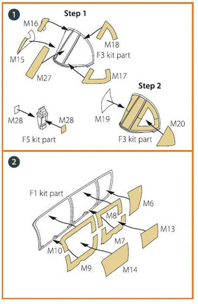 Clear Prop OV-10 Bronco paint mask A48011 detail view showing pre-cut masking film patterns for accurate canopy framing on 1/48 scale ICM kit
