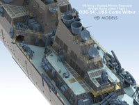 3D model of a US Navy guided missile destroyer on a light blue background