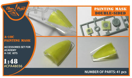 1/48 Clear Prop A-10C Double-Sided Painting Mask on Yellow Kabuki Paper for ACADEMY 48036