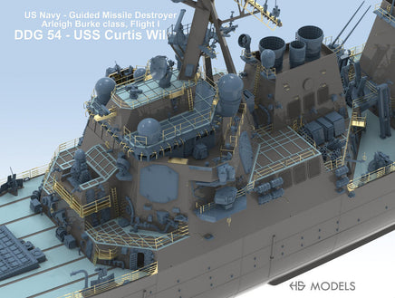 Model of a US Navy guided missile destroyer with detailed superstructure