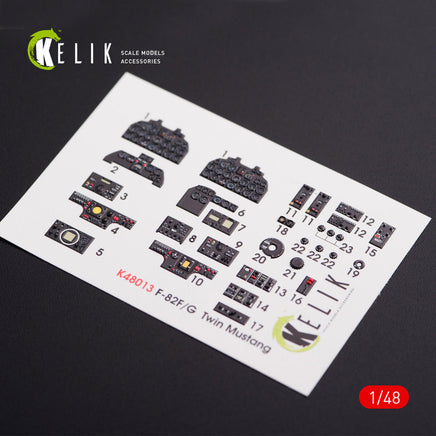 1/48 Kelik F-82 (F,G) Twin Mustang interior 3D decals for Modelsvit kit K48013