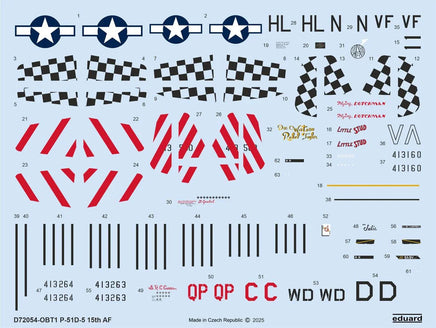 1/72 Eduard P-51D-5 15th AF DECAL72 for EDUARD kit D72054