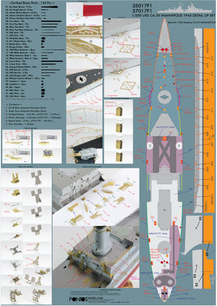 1/350 Pontos Model USS CA-35 Indianapolis 1945 Detail Up Set for Academy 37017F1