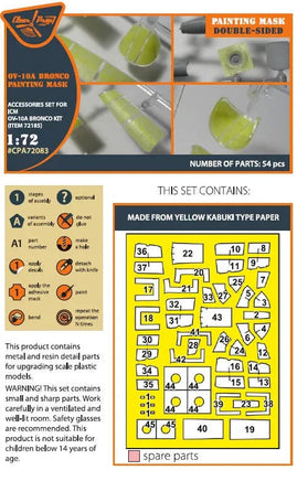 1/72 Clear Prop OV-10 A/D Bronko Double-Sided Painting Mask on Yellow Kabuki Paper for ICM Kits 72083