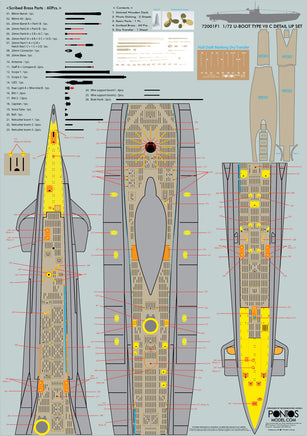 1/72 Pontos Model U-Boot Type VII C Detail Up Set 72001F1
