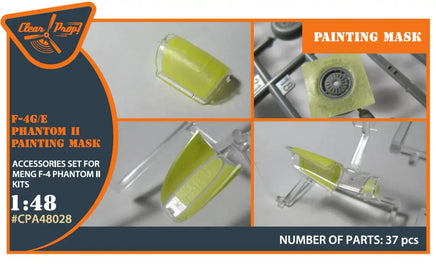 1/48 Clear Prop F-4G/E Phantom II Painting Mask on Yellow Kabuki Paper for MENG Kit 48028