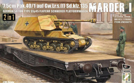 1/35 Zimi Model 7.5cm Pak.40/1 MARDER I & Flatcar Plastic Model Kit 35075