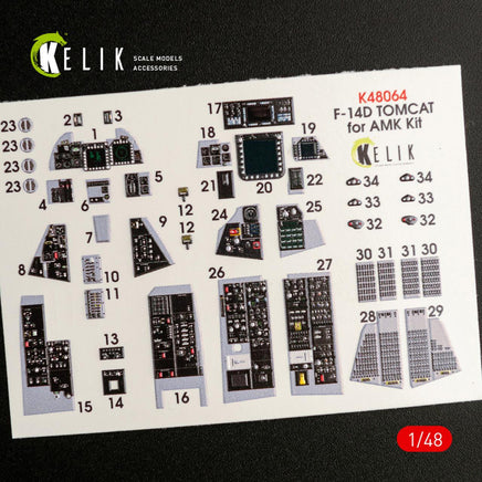 1/48 Kelik F-14D Tomcat interior 3D decals for AMK kit K48064