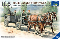 1/35 Riich WWII German IF-5 Horse Drawn Mg Wagon with Zwillingslafette 36 35012