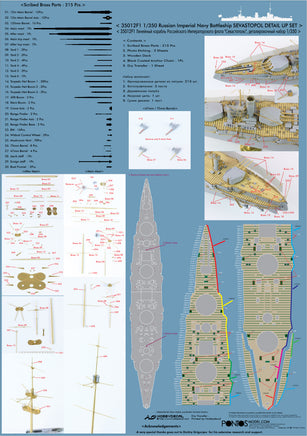 1/350 Pontos Model Russian Imperial Navy Battleship Sevastopol Detail Up Set 35012F1