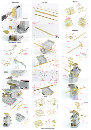 1/200 Pontos Model USS BB-61 Iowa 1944 Detail Up Set (No Wooden Deck) 22004F1