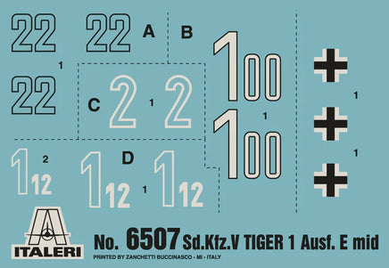 1/35 Italeri Pz.Kpfw.VI Tiger I Ausf.E Mid Production 6507