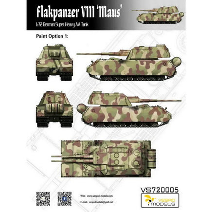 1/72 Vespid Flakpanzer VIII Maus German Super Heavy AA Tank 720005