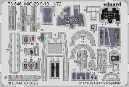 1/72 Eduard MiG-29 9-13 Photo etched set for GREAT WALL HOBBY kit 73846