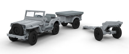 1/72 Airfix Willys British Airborne Jeep, Trailer & 75mm Howitzer M1 Gun D-Day A02339