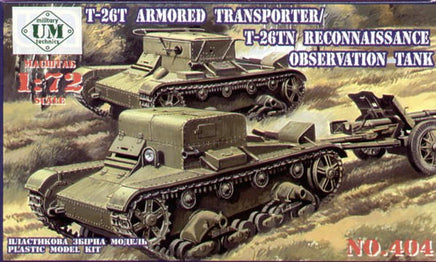 1/72 Uni Model T-26T Armored Transporter/T-26TN Reconnaissance Observation Tank 404