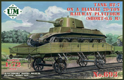 1/72 Uni Model Tank BT-7 on a Biaxial 20-ton Railway Platform (Short-6.6 m) 693