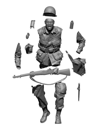 1/48 H3 Models WWII US Paratrooper Charge 3D Printed Figure 48029