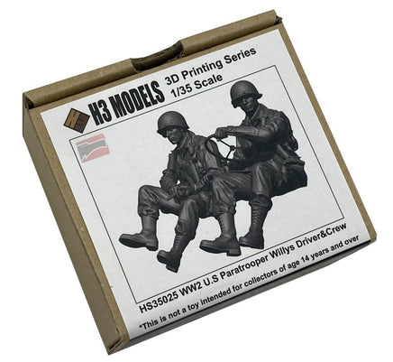 1/35 H3 Models WWII US Paratrooper Willys Driver & Crew Resin Model Kit 35025