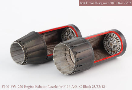 1/48 KA Models F-16 A/B C/D Block 25/32/42 P&W Exhaust Nozzle & After Burner Set (Opened+Closed) for Hasegawa MA48044