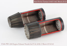 1/48 KA Models F-16 A/B, C/D Block 25/32/42 P&W Exhaust Nozzle & After Burner Set (Opened+Closed) for Tamiya MA48057