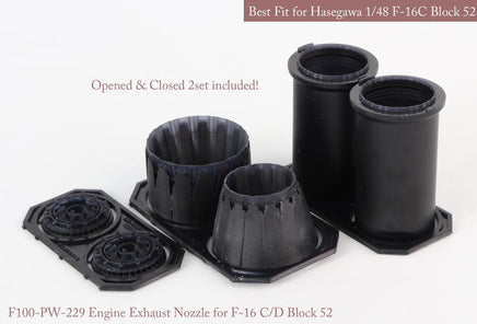 1/48 KA Models F-16 C/D Block 52 P&W Exhaust Nozzle & After Burner Set (Opened+Closed) for Hasegawa MA48061