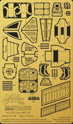 1/72 Paragrafix Brian Johnson's Concept Hawk Cockpit Photo-Etch Set for MPC 214
