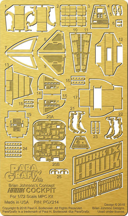 1/72 Paragrafix Brian Johnson's Concept Hawk Cockpit Photo-Etch Set for MPC 214