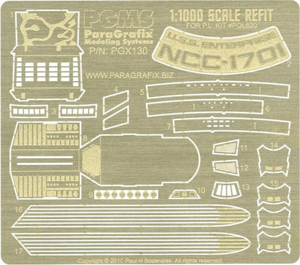 1/1000 Paragrafix USS Enterprise Refit Photo-Etch Set for PLL 130
