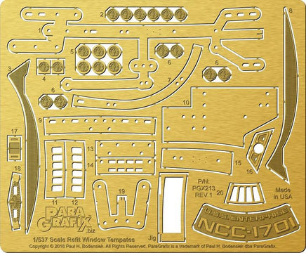 1/537 Paragrafix Enterprise Refit Window Templates Photo-Etch Set for AMT 213