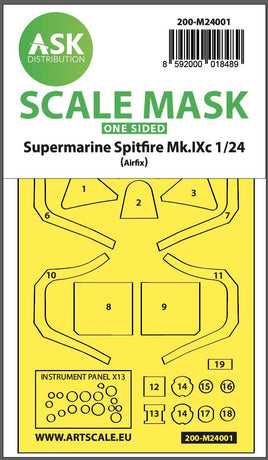 1/24 Art Scale Spitfire Mk.IX One-Sided Express Self-Adhesive Masks for Airfix 24001