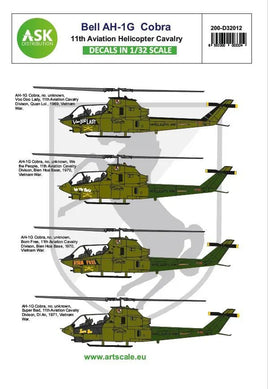 1/32 Art Scale Bell AH-1G Cobra 11th Aviation Helicopter Cavalry 32012