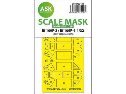1/32 Art Scale Bf 109F-2 / Bf 109F-4 Double-Sided Express Fit Mask for Hasegawa / Hobby 2000 32124