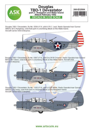1/32 Art Scale Douglas TBD-1 Devastator Part 2 - Kwajalein and Wake Island Attack, February 1942 32084