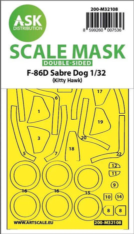1/32 Art Scale F-86D Sabre Dog Double-Sided Express Fit Mask for Kitty Hawk 32108