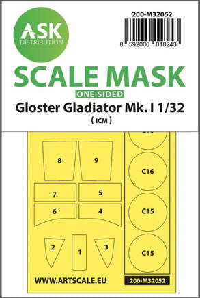 1/32 Art Scale Gloster Gladiator Mk.I One-Sided Painting Mask for Revell / ICM 32052
