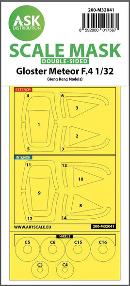 1/32 Art Scale Gloster Meteor F.4 Double-Sided Mask for HK Models 32041