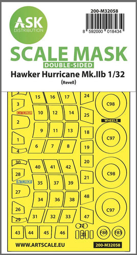 1/32 Art Scale Hawker Hurricane Mk.IIB Double-Sided Express Mask for Revell 32058