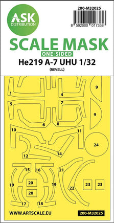1/32 Art Scale Heinkel He 2019A-7 UHU One-Sided Express Masks for Revell 32025