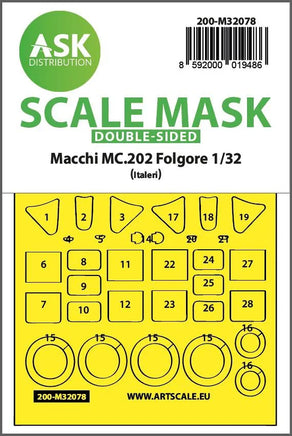 1/32 Art Scale Macchi MC.202 Folgore Double-Sided Express Fit Mask for Italeri 32078
