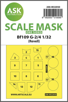 1/32 Art Scale Messerschmitt Bf 109G-2/G-4 One-Sided Express Masks for Revell 32050
