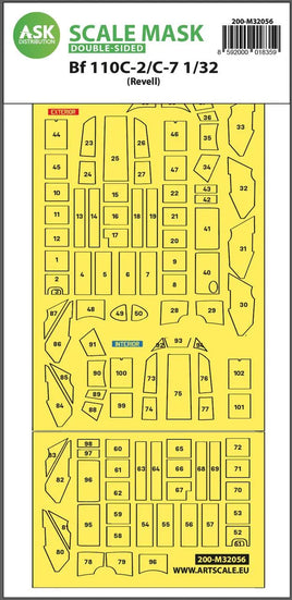 1/32 Art Scale Messerschmitt Bf 110C-2/C-7 Double-Sided Express Masks for Revell 32056