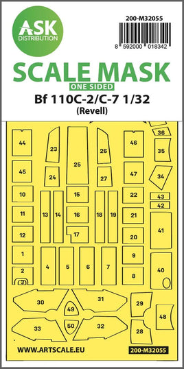 1/32 Art Scale Messerschmitt Bf 110C-2/C-7 One-Sided Express Masks for Revell 32055