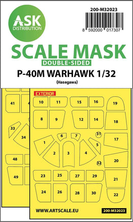 1/32 Art Scale P-40M Warhawk Double-Sided Express Masks for Hasegawa/Hobby2000 32023
