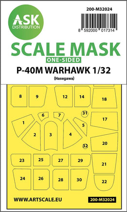 1/32 Art Scale P-40M Warhawk One-Sided Express Masks for Hasegawa 32024