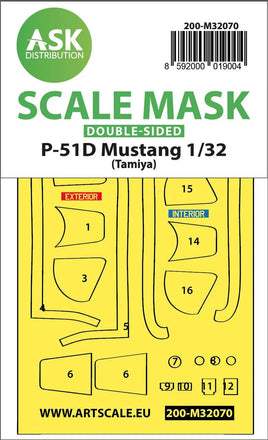 1/32 Art Scale P-51D Mustang Double-Sided Fit Mask for Tamiya 32070