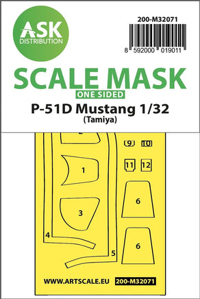 1/32 Art Scale P-51D Mustang One-Sided Fit Mask for Tamiya 32071
