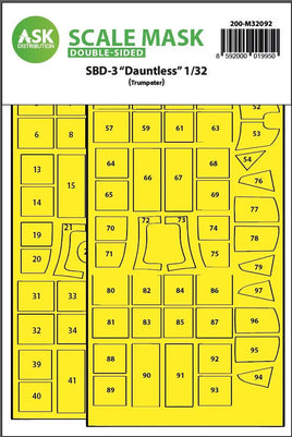 1/32 Art Scale SBD-3 Dauntless Double-Sided Express Fit Mask for Trumpeter 32092