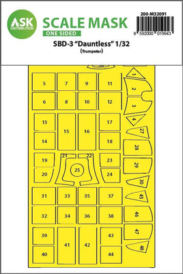 1/32 Art Scale SBD-3 Dauntless One-Sided Express Fit Mask for Trumpeter 32091